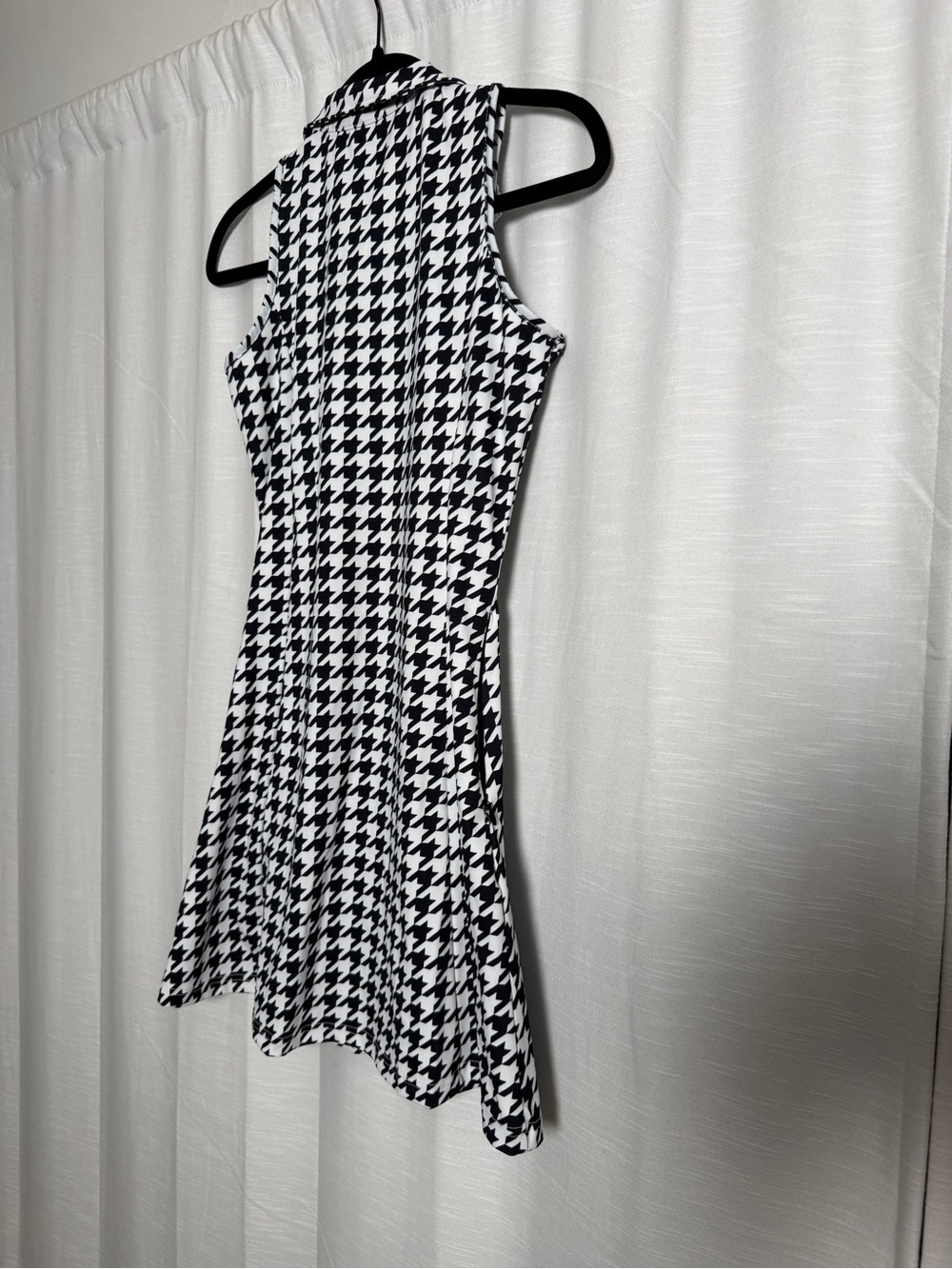 Black & White Houndstooth Sleeveless Quarter Zip Golf Tennis Dress | Size XS - Picture 9 of 15
